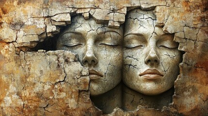 Explore captivating digital rendering of expressive faces and tonal shifts, embodying adaptability and empathy through intricate artistic techniques Witness the seamless blend of human emotion and