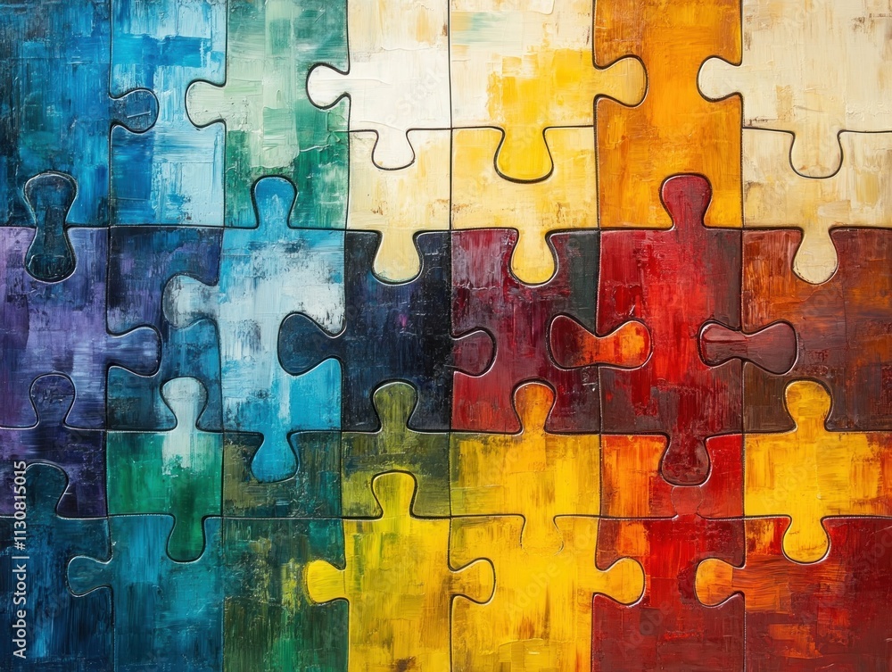 Aufkleber explore the abstract puzzle evolving into a harmonious image, a vibrant display of adaptability and 