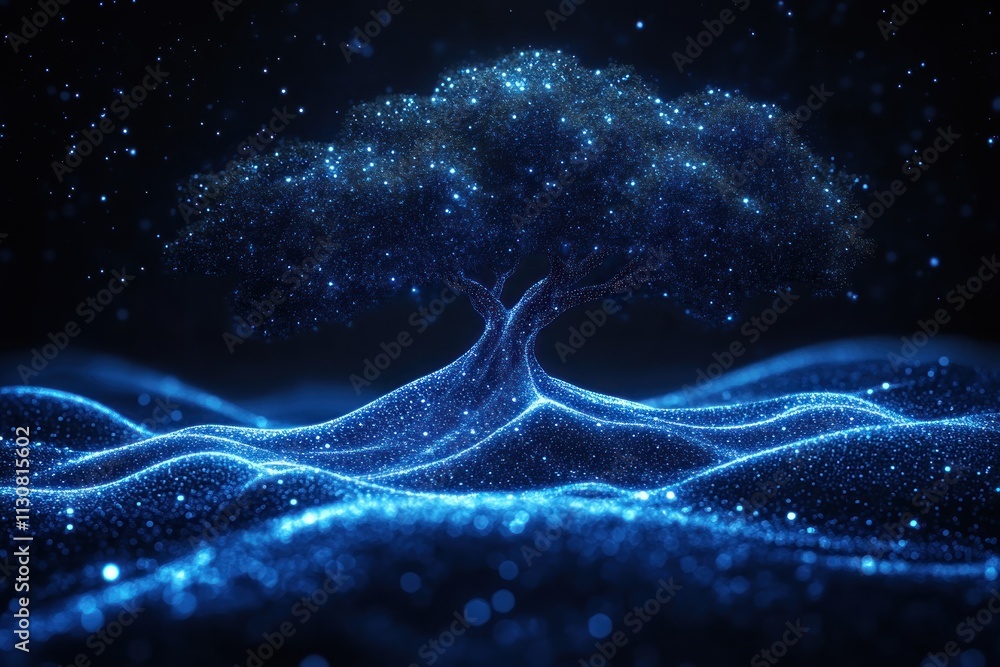 Aufkleber explore the concept of adaptable growth with this captivating image of an abstract tree morphing int