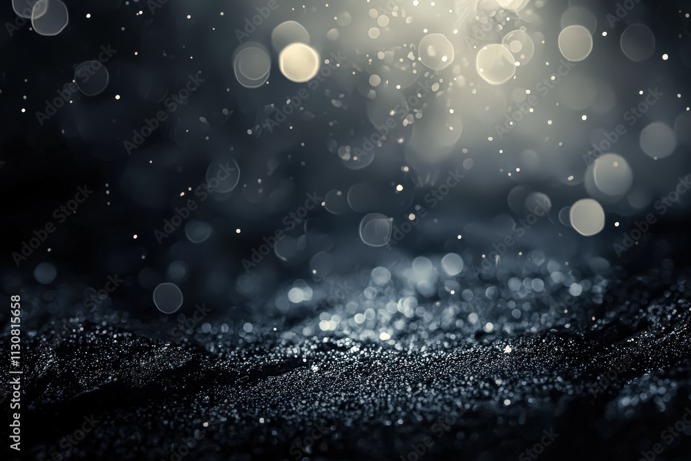 Poster blurry image of a dark background with a few small circles scattered throughout. scene is mysterious