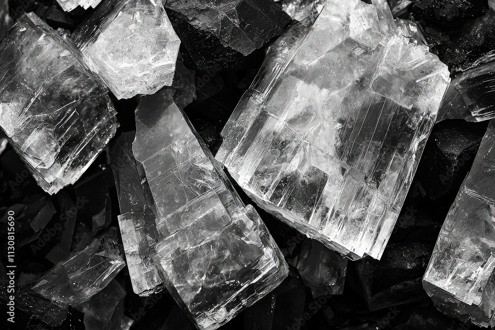 Poster close up of a pile of white rocks. the rocks are all different sizes and shapes, but they all have a