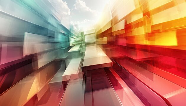 Explore the dynamic depths of teamwork with this abstract layered image, revealing multi-dimensional tone and understanding through vibrant colors and geometric forms, representing collaborative