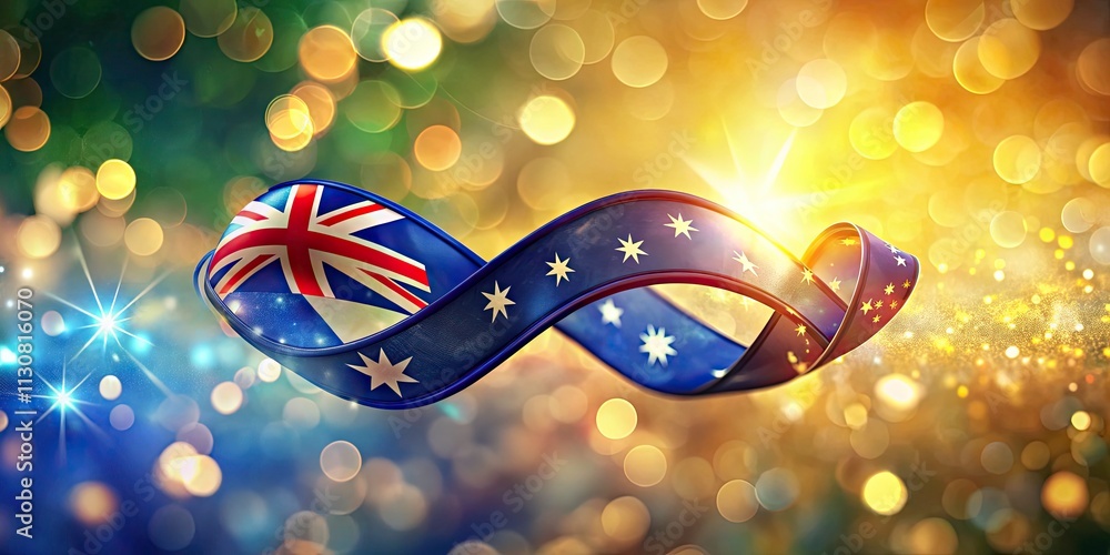 Poster soft abstract australia day unity concept with vibrant colors and intertwined symbols for national c