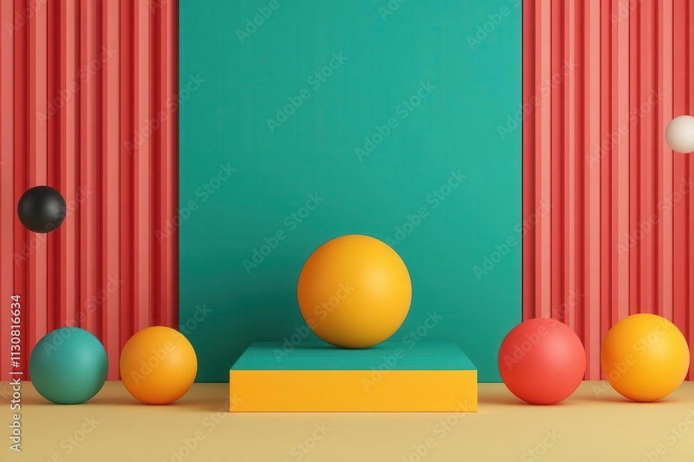 Aufkleber laws of motion board flat design front view physics energy theme 3d render triadic color scheme