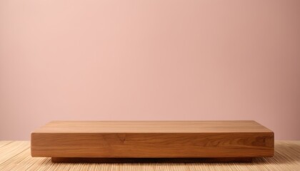 Wooden Platform with Pink Background for Product Display Montage, Product Photography