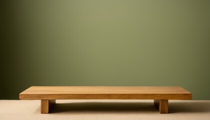 Wooden Platform with Green Background for Product Display Montage, Product Photography