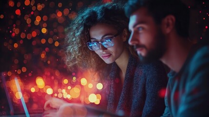 Exploring cutting-edge technology with a professional team leader, the image captures a collaboration session where a diverse team navigates holographic interfaces with focus and precision This scene