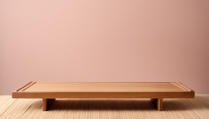 Wooden Platform with Pink Background for Product Display Montage, Product Photography