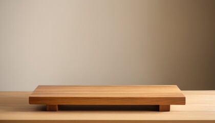 Wooden Platform with Beige Background for Product Display Montage, Product Photography