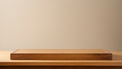 Wooden Platform with Beige Background for Product Display Montage, Product Photography