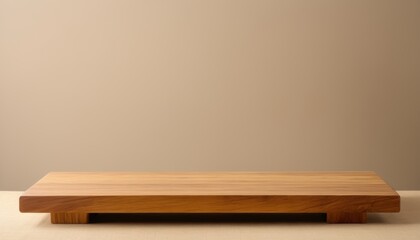 Wooden Platform with Beige Background for Product Display Montage, Product Photography