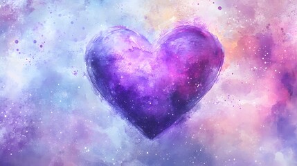 Fototapeta premium Cosmic Watercolor Heart Nebula Galaxy Art