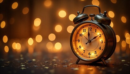 old alarm clock on christmas background