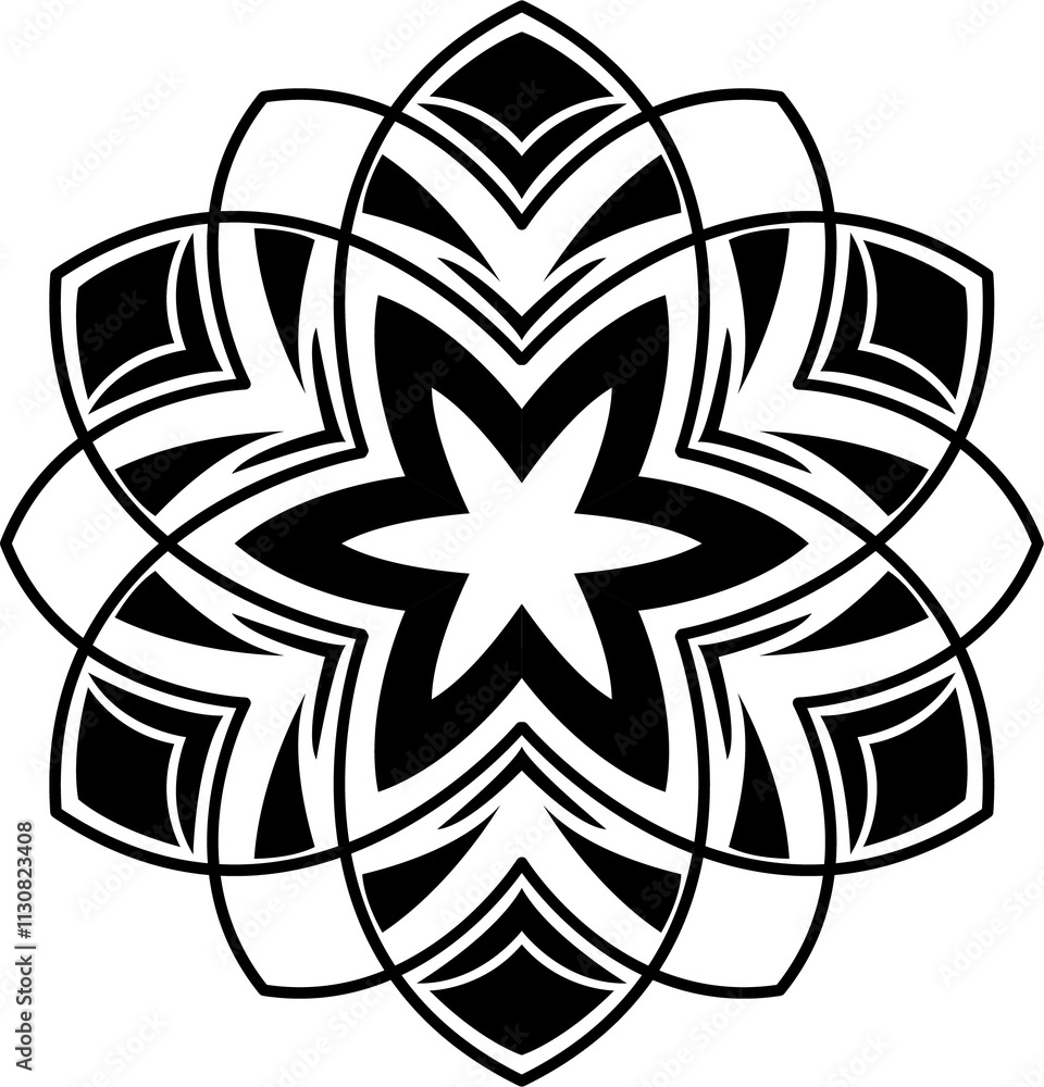 Poster design monochrome decorative snowflake element. abstract grating backdrop. vector-art illustration
