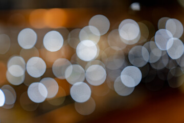 Bokeh, Defocused Image Of Illuminated Lights At Night