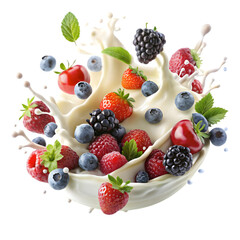 Obraz premium berries and milk splaash