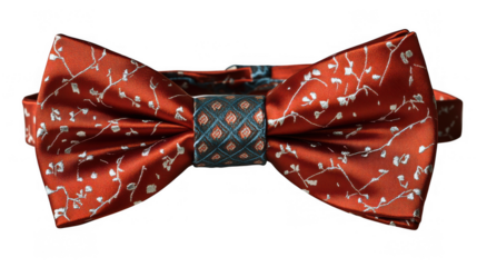 [Unique colorful red bow ties with star and circle patterns] Vibrant Red Bow Tie with Unique Patterns & Celestial Accents for Fashion Photography