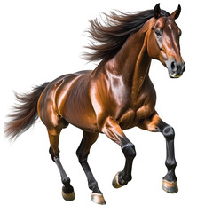 Obraz premium [Brown horse in midgallop digital graphic] Dramatic Galloping Brown Horse in Action Shot