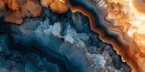 Close-up, top-down view of a stunning agate surface, featuring earth tones.