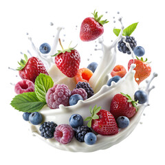 Obraz premium berries and milk splaash
