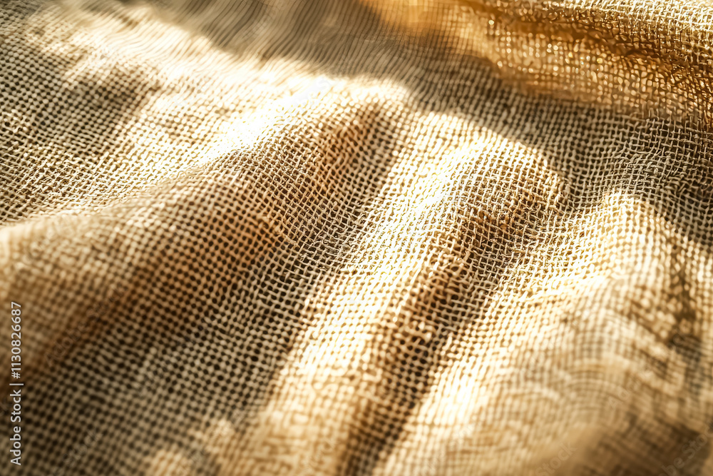 Poster piece of cloth with a pattern of lines and dots. the cloth is tan in color. the cloth is folded and 