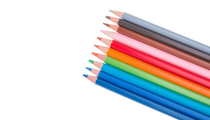Fototapeta premium A neatly arranged stack of colored pencils in various hues