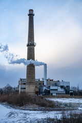 A large and beautiful boiler house chimney.