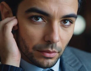 Fototapeta premium closeup portrait of a businessman, face of a man, handsome guy, elegant outfit