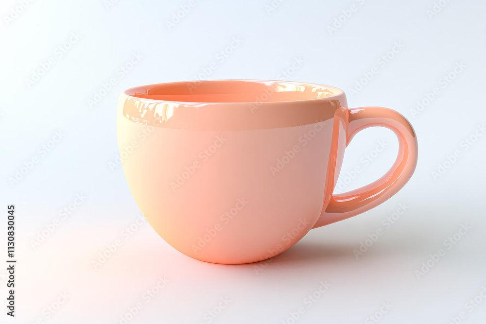 Poster cup with a swirl pattern on it sits on a white background. the cup is made of ceramic and has a pink