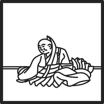 monk sitting, black and white line art clip art preview