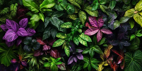 Vibrant plants featuring an array of green and violet leaves create a stunning display, showcasing the unique beauty of plants with green and violet leaves in any setting.