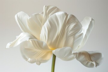 A Single White Tulip Flower Softly Blooms