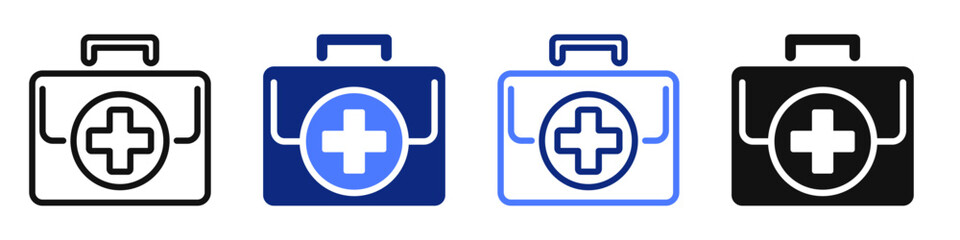 Fototapeta premium Vector icon or logo related to first aid kit, medical emergency box, healthcare equipment. Symbol for website or app ui, logo design, illustration