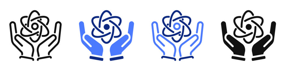 Obraz premium Vector icon or logo related to physics and chemistry science, nuclear energy, education. Symbol for website or app ui, logo design, illustration