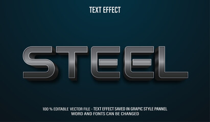 Steel 3d editable text effect style