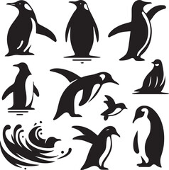 Fototapeta premium penguins silhouettes Vector SH 24