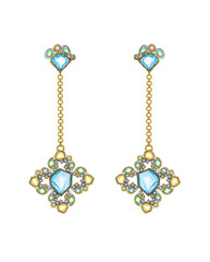 Jewelry design modern art earrings set with fancy gem hand drawing.