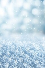 Natural scene of soft blue snowflakes in winter wonderland