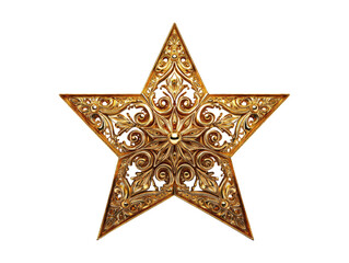 Fototapeta premium Ornate Golden Star Shape with Intricate Design on Transparent Background