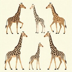 Obraz premium Cute Giraffe Family Set Against a Soft Background
