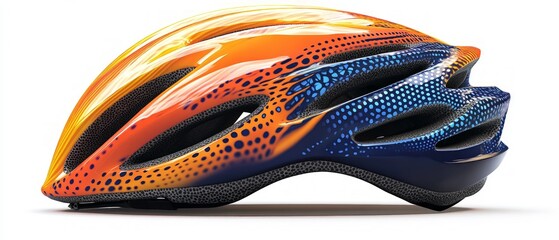 Obraz premium Brightly colored bicycle helmet showcasing a unique design, perfect for ensuring safety while riding on roads, trails, or during competitive events