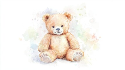Fototapeta premium Cute watercolor teddy bear artwork isolated on white background