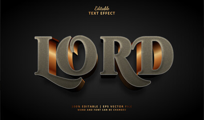 Lord Editable Text Effect Style Luxury Silver and Gold With Grain Texture