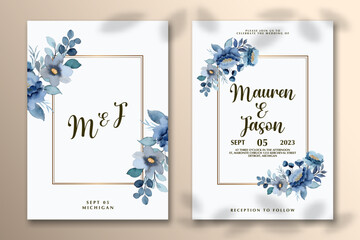 Wedding invitation template with flower