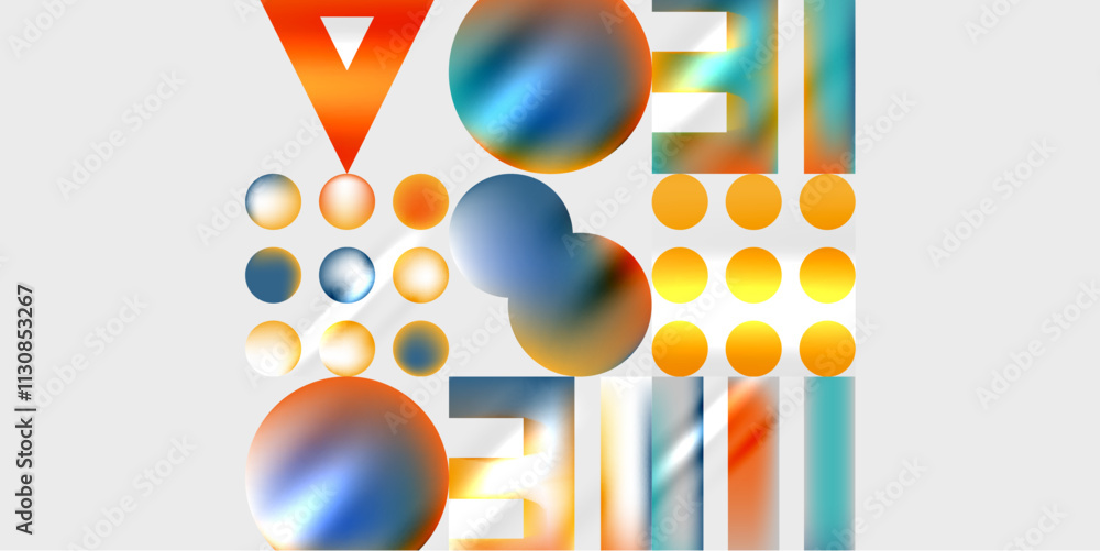 Poster simple shapes - circles, triangles, rectangles abstract background. vector illustration for wallpape