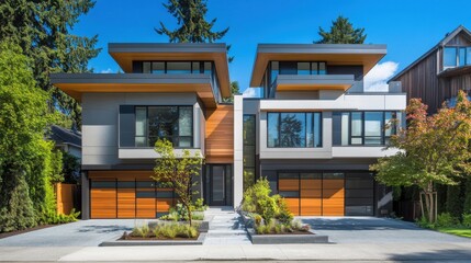 Fototapeta premium Modern Architectural Design of Stylish Residential House Facade