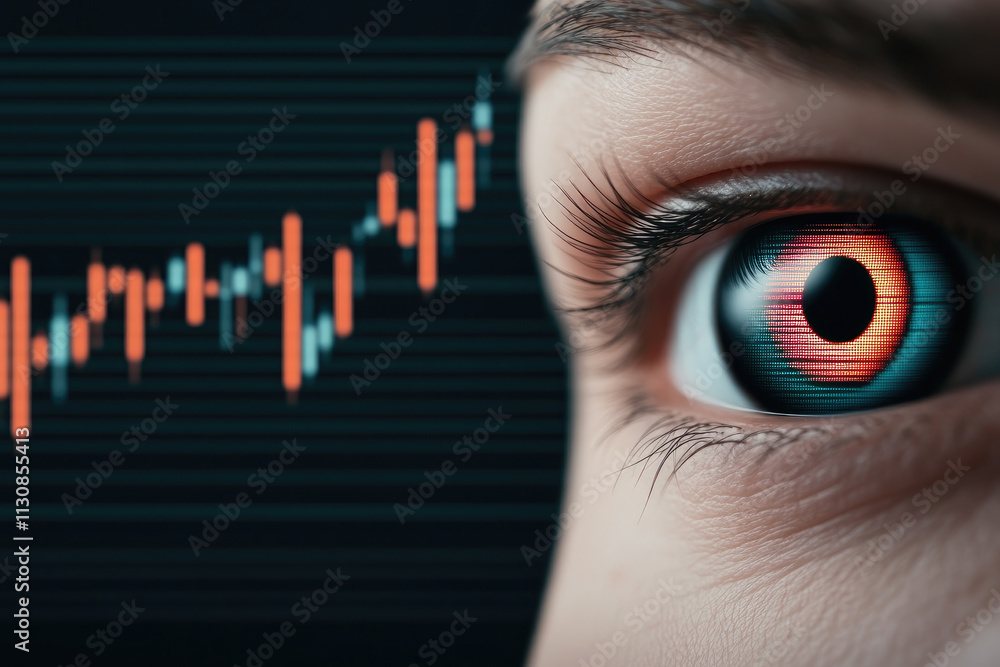 Poster automated market analysis, mechanical systems interpreting dynamic stock trends for real-time financ