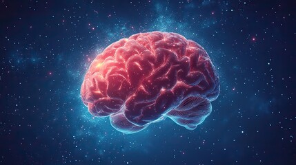 Obraz premium A brain illustration on a blue background represents education, learning, and mental health growth