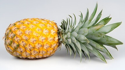 Obraz premium A Single Ripe Yellow Pineapple Fruit On White Background