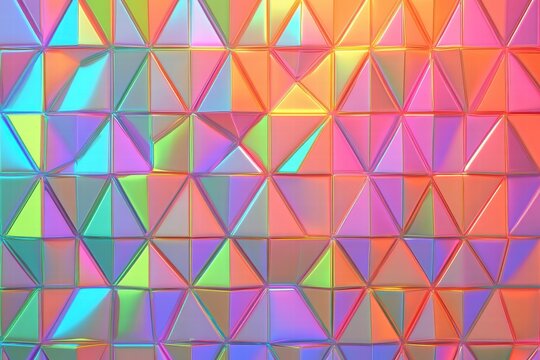 Vibrant geometric pattern featuring neon triangles in various shades